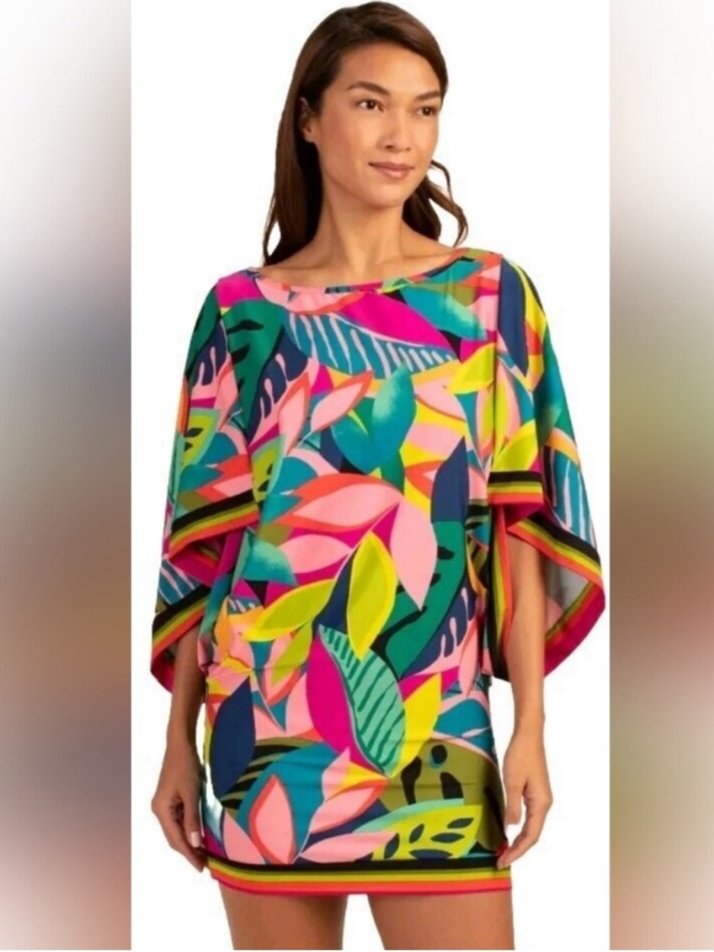 Trina Turk Rainforest Drape Sleeve Tunic Cover-up Size M